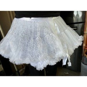 NEW 3-Layered Pleated Tulle Petticoat Tutu Puffy Party Cosplay - White